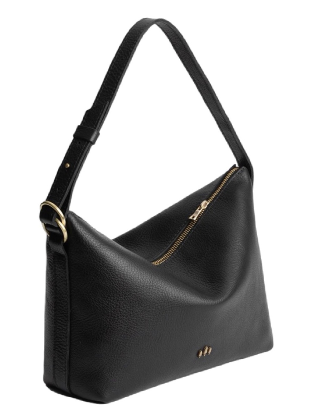 Portland Leather Pebbled Black Slouchy Shoulder Bag